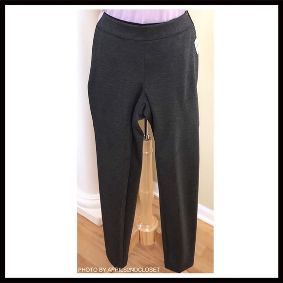 FITTED SKINNY PANTS GRAY BASIC STRAIGHT LEG CASUAL KNIT PANTS - Picture 5 of 8